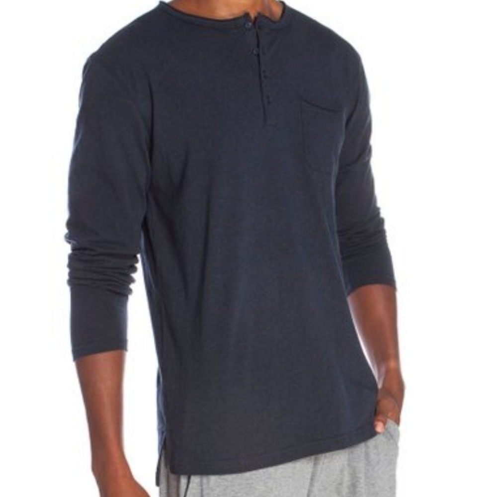 Unsimply Stitched Navy Four Button Henley